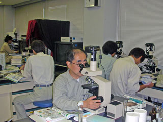 写真：課題分析研修（プランクトン）の様子1